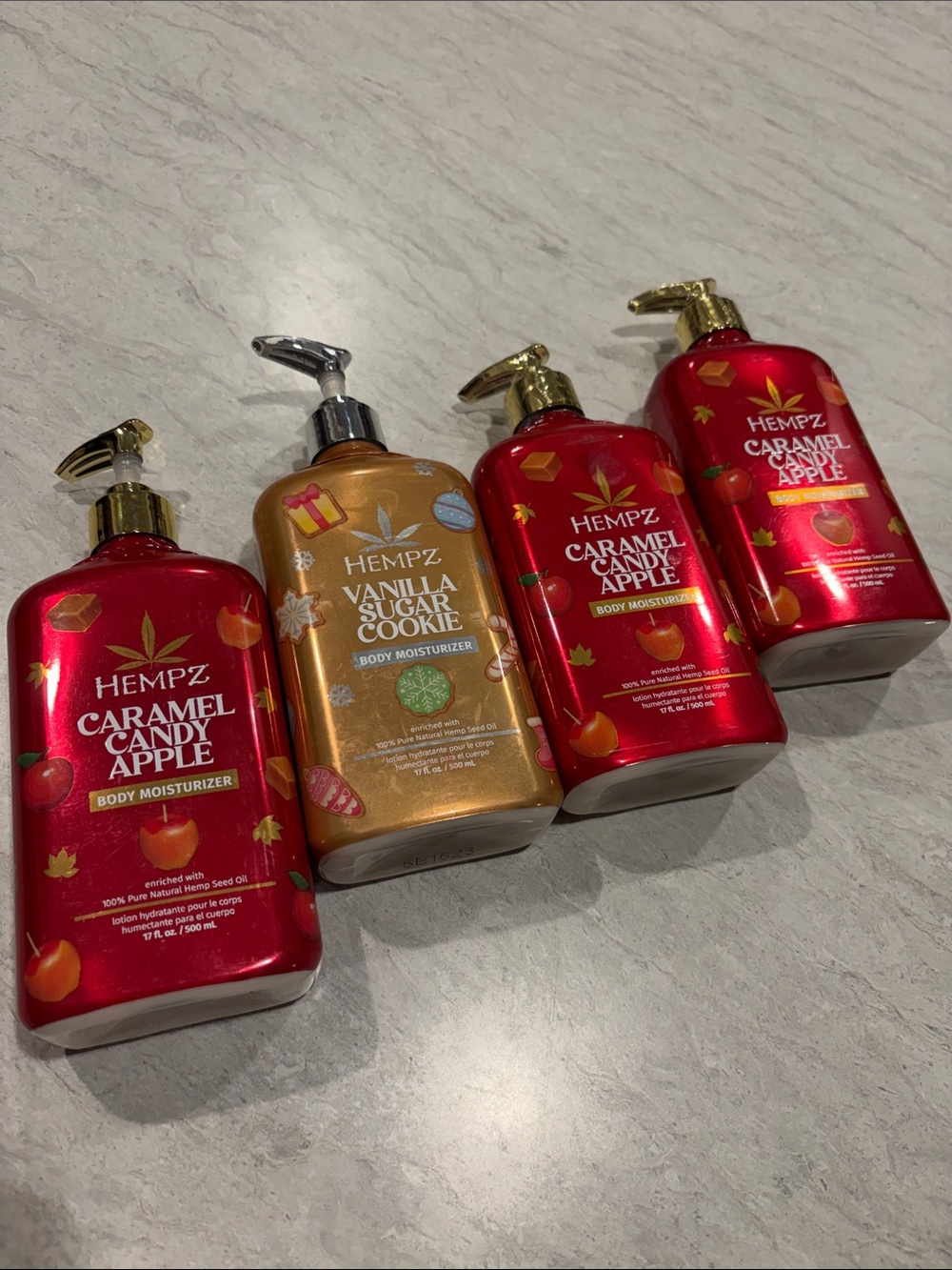 Hempz Caramel Candy Apple & Vanilla Sugar Cookie Body Moisturizers - Red & Gold